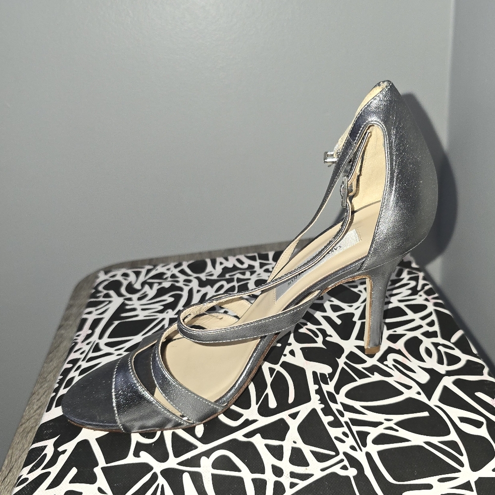 Saks Fifth Ave Sleek Silver Stiletto Heels